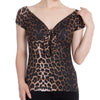 Leopard Print Bardot Tie Front Top - Pretty Kitty Fashion