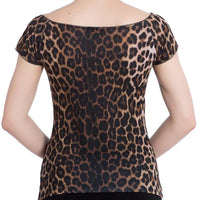 Leopard Print Bardot Tie Front Top - Pretty Kitty Fashion