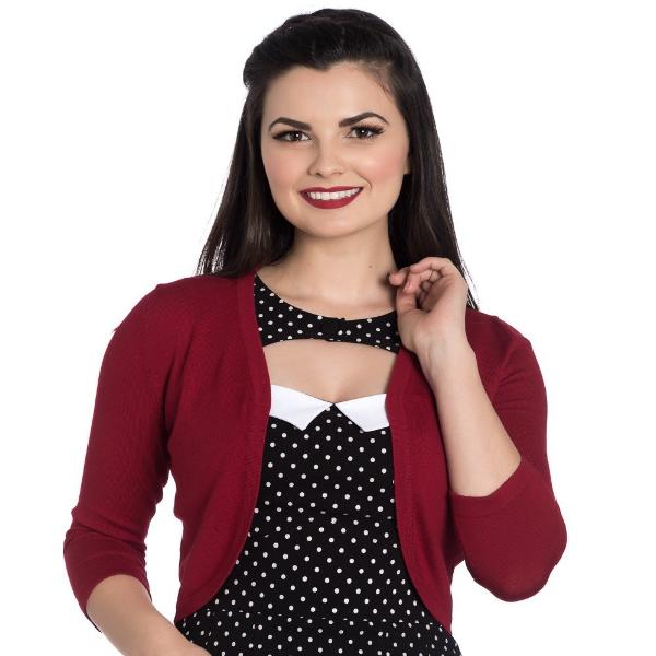 3/4 Sleeve Red Stretch Shrug Bolero - Pretty Kitty Fashion