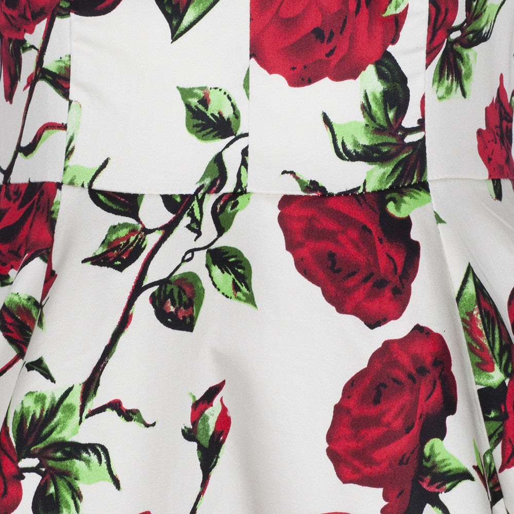 Ivory White and Red Rose Vintage Rockabilly Swing Dress – Pretty Kitty Fashion Ivory White and Red Rose Vintage Rockabilly Swing Dress – Pretty Kitty Fashion