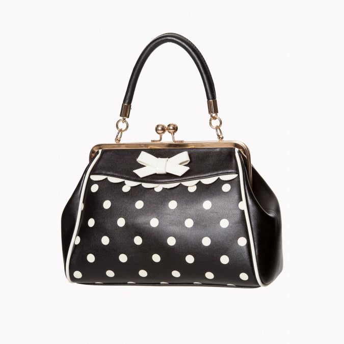 Black White Vintage Polka Dot Handbag - Pretty Kitty Fashion