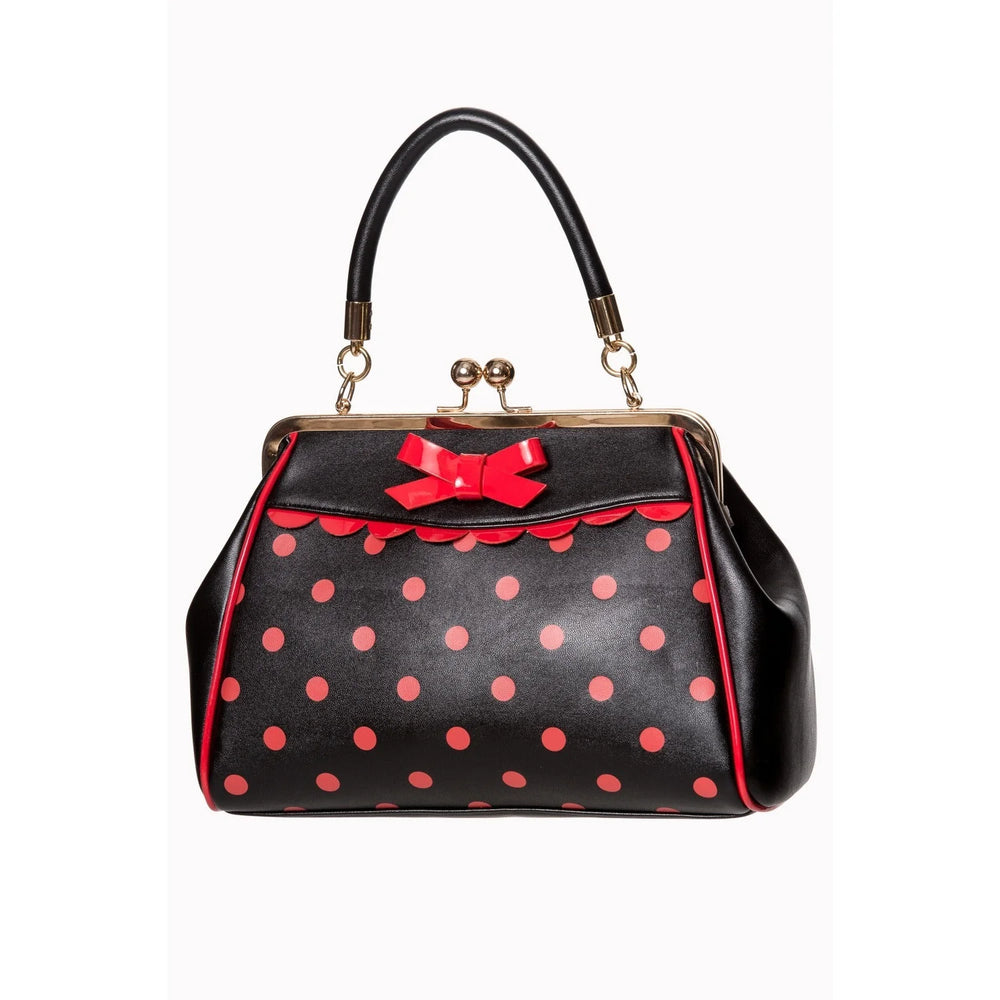 Black And Red Vintage Polka Dot Handbag