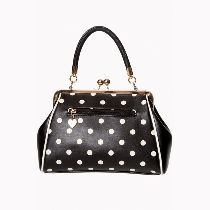 Black White Vintage Polka Dot Handbag - Pretty Kitty Fashion