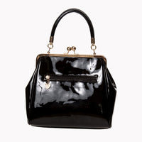 Black Retro Patent Handbag - Pretty Kitty Fashion