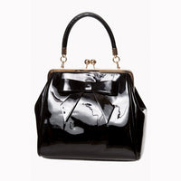 Black Retro Patent Handbag - Pretty Kitty Fashion