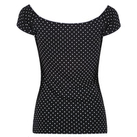 Black White Polka Dot Tie Front Top - Pretty Kitty Fashion