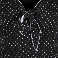 Black White Polka Dot Tie Front Top - Pretty Kitty Fashion