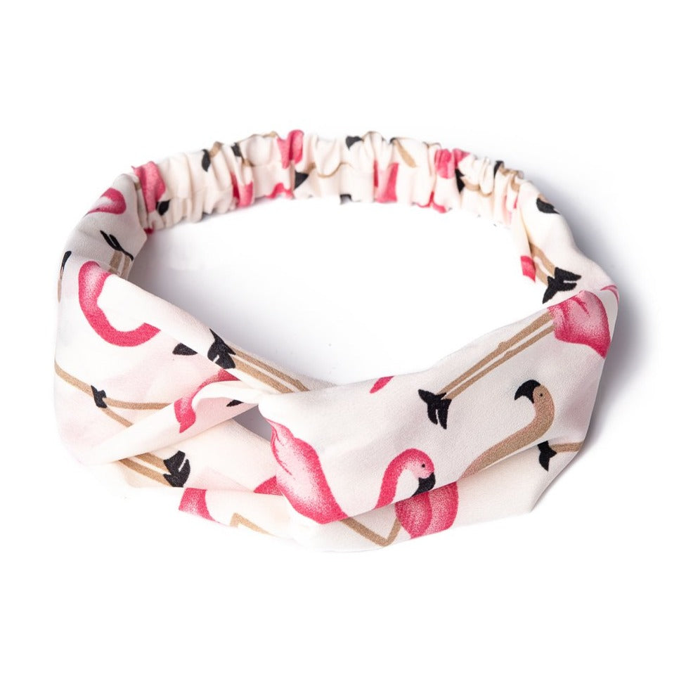 White And Pink Flamingo Print Vintage Headscarf - Pretty Kitty Fashion