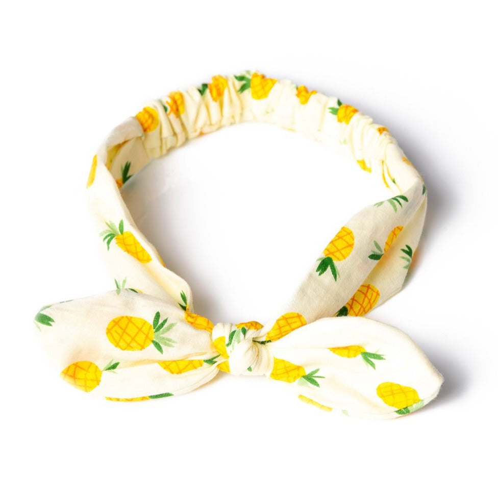 White And Pineapple Print Vintage Headscarf - Pretty Kitty Fashion