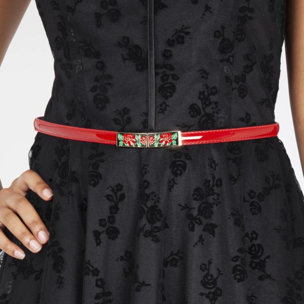 Red Rose Detail Waist Belt - Pretty Kitty Fashion