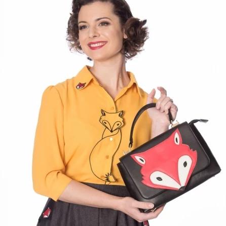 Black Fox Detail Shoulder Hand Bag - Pretty Kitty Fashion