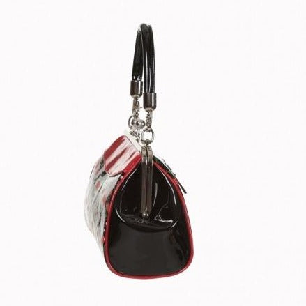 Black And Red Cherry Retro Patent Handbag
