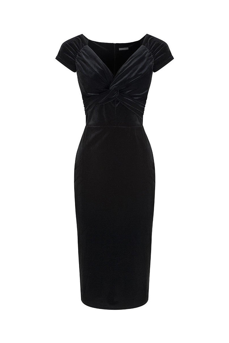 Vintage 1940s Black Velour Crossover Wiggle Dress – Pretty Kitty Fashion