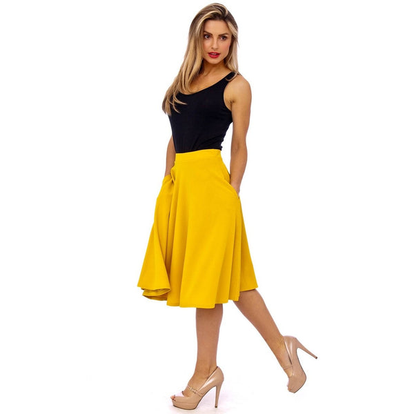 Honey Yellow 1950s Vintage Rockabilly Swing Skirt - Pretty Kitty Fashion
