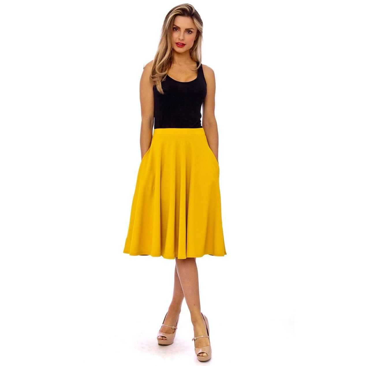 Honey Yellow 1950s Vintage Rockabilly Swing Skirt