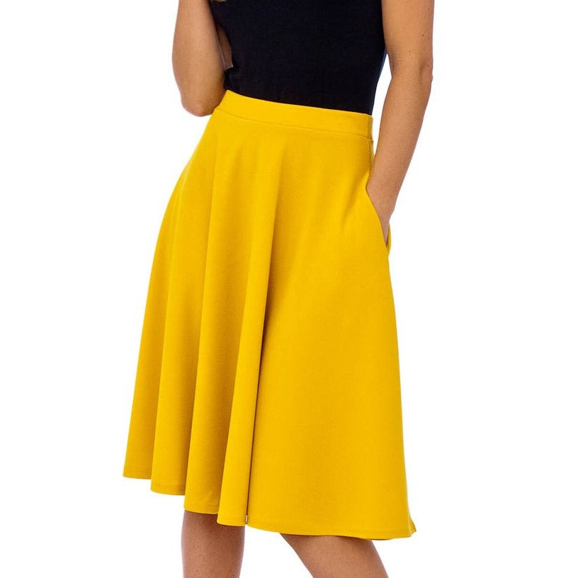 Honey Yellow 1950s Vintage Rockabilly Swing Skirt