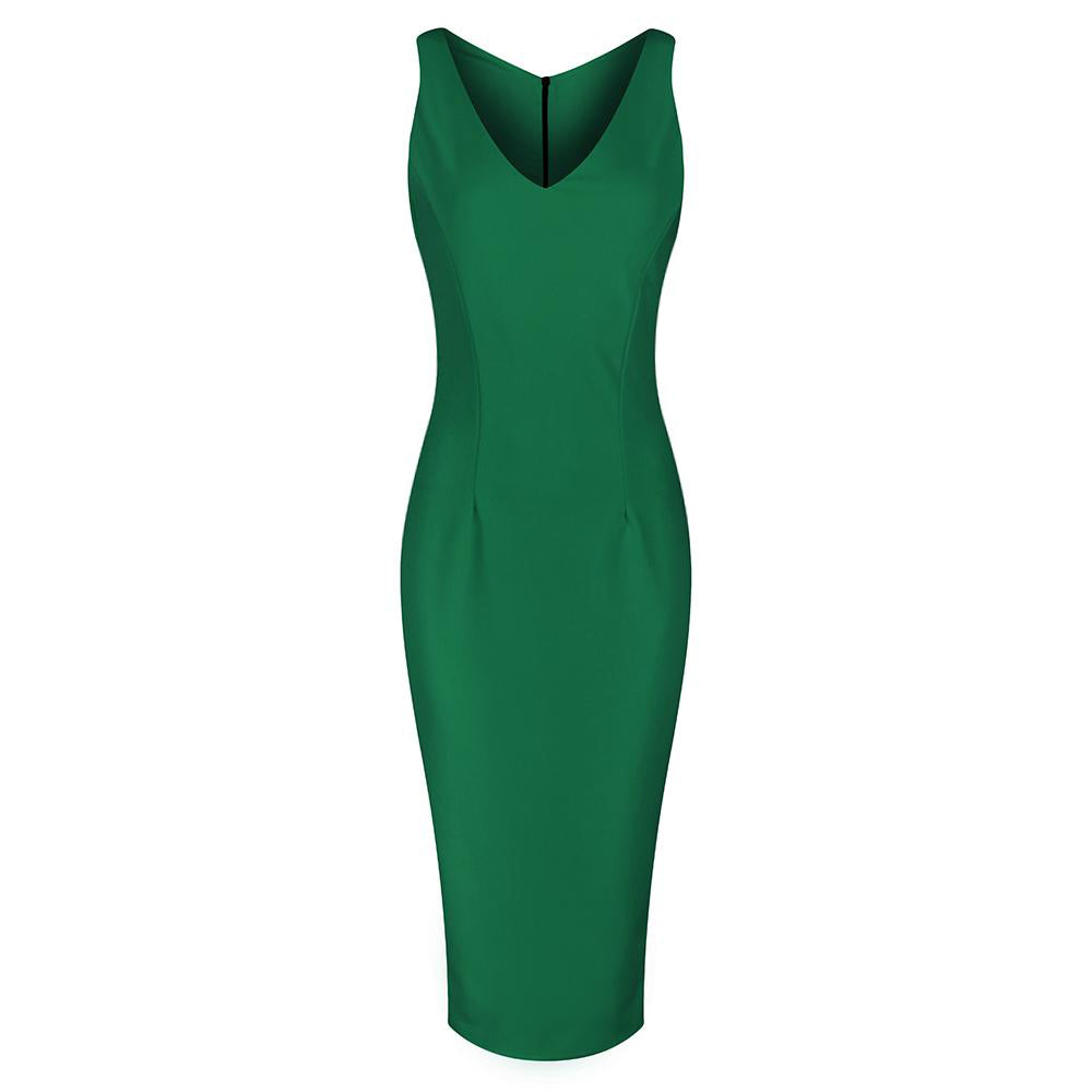 Emerald Green Sleeveless Bodycon Pencil Wiggle Dress - Pretty Kitty Fashion