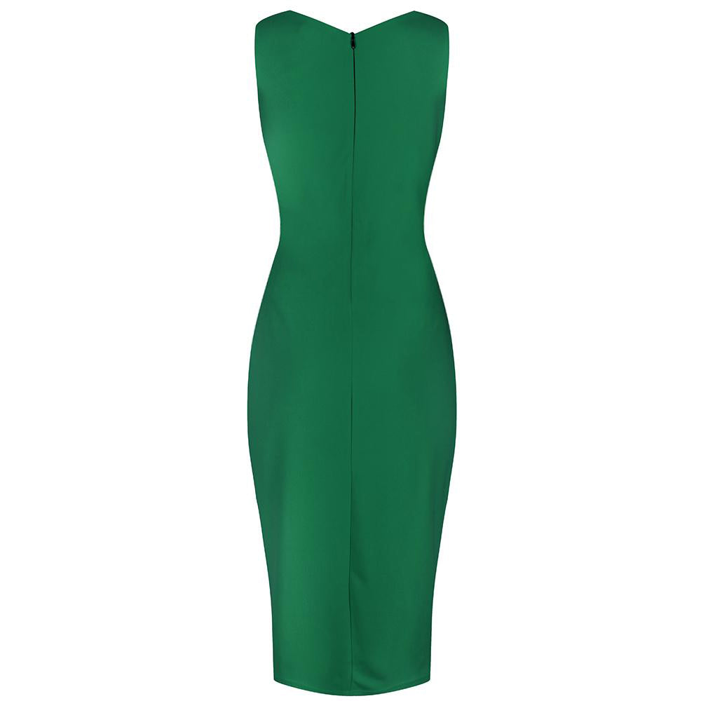 Emerald Green Sleeveless Bodycon Pencil Wiggle Dress - Pretty Kitty Fashion