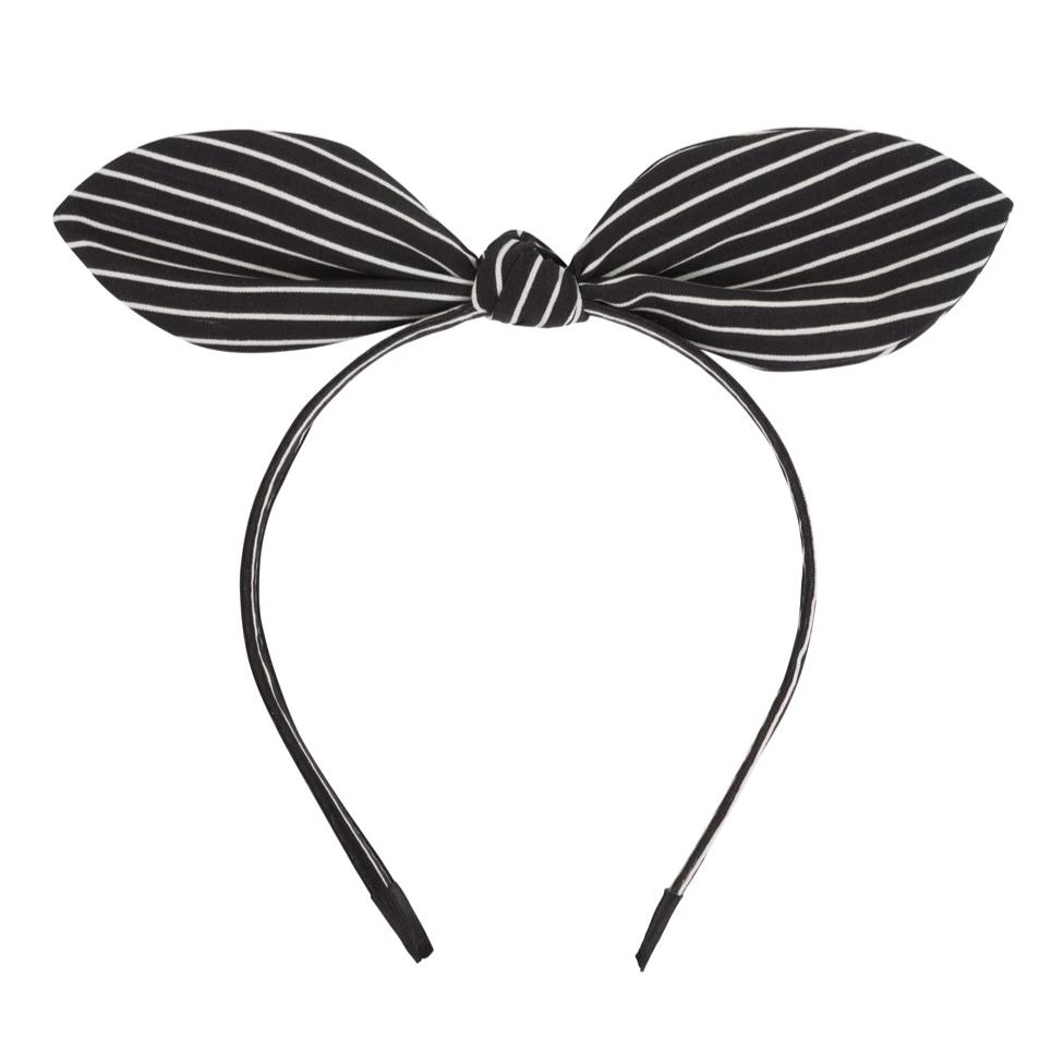 Black And White Stripe Bow Headband - Pretty Kitty Fashion