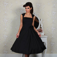 Black Vintage Retro Pinup 50s Swing Bow Dress - Pretty Kitty Fashion