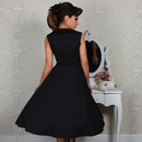 Black Vintage Retro Pinup 50s Swing Bow Dress - Pretty Kitty Fashion