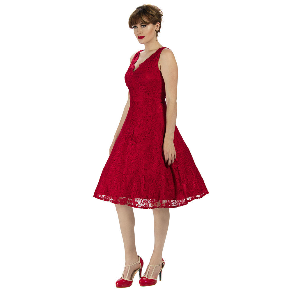 Jolie moi 2024 red lace dress