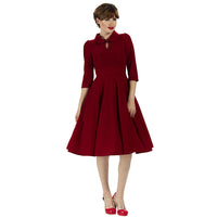 Red Velvet 3/4 Sleeve Dress - Pretty Kitty Fashion