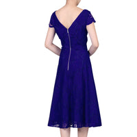 Jolie Moi Royal Blue Embroidered Lace Cap Sleeve Swing Dress - Pretty Kitty Fashion