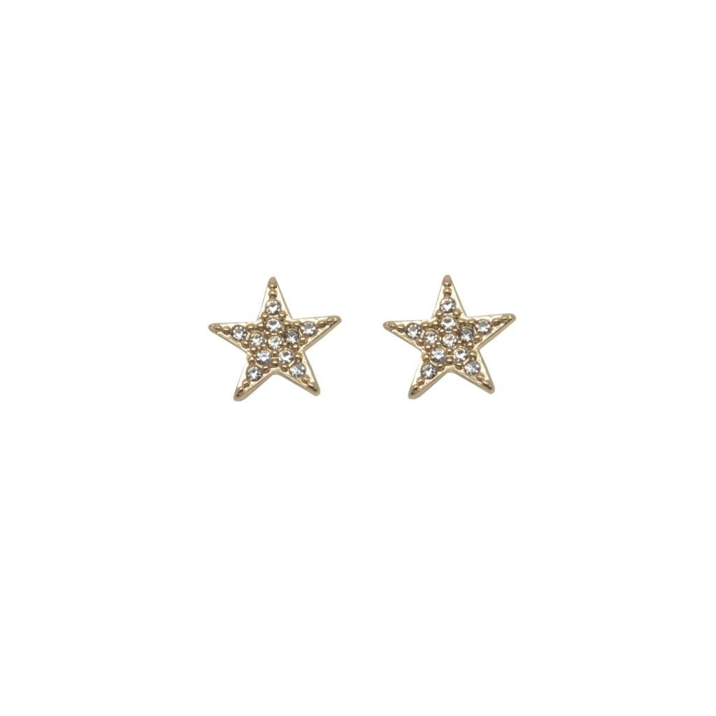 Gold Star Stud Crystal Earrings