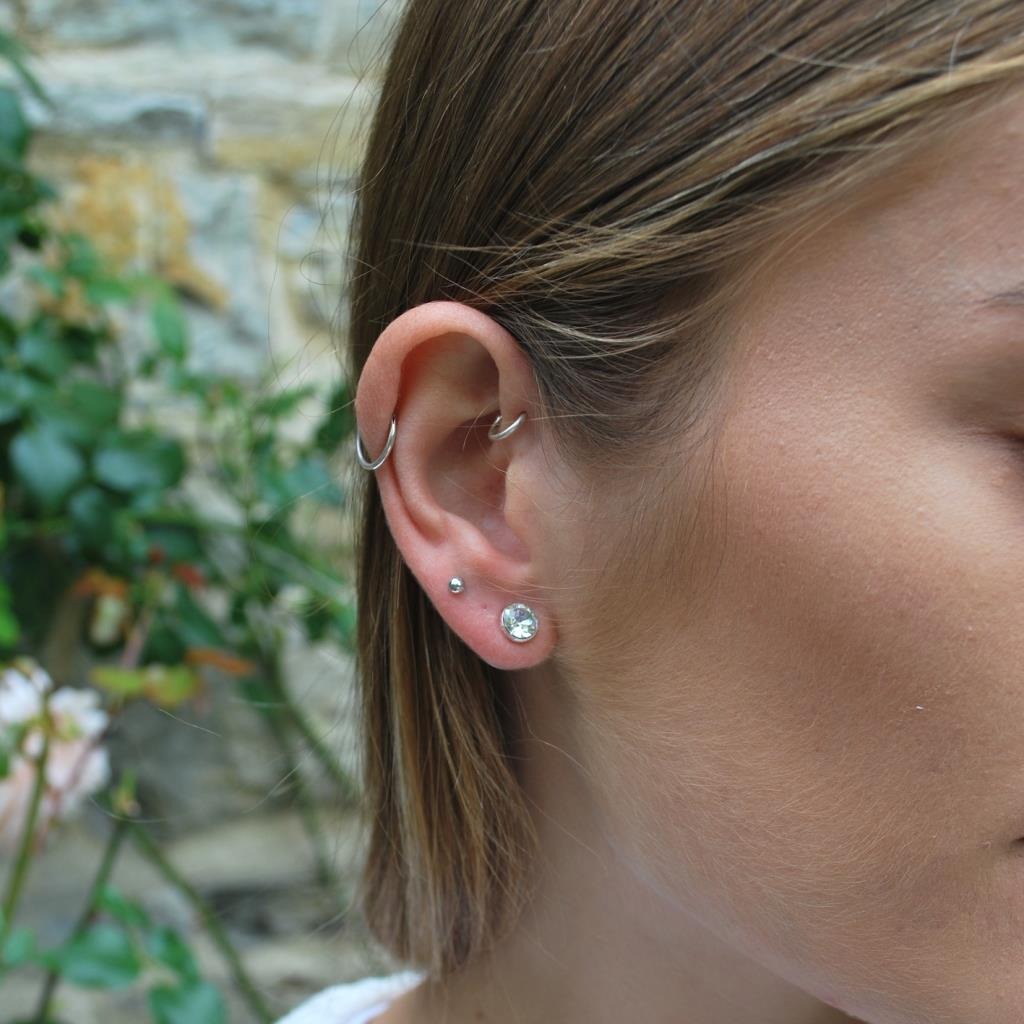 Silver Solitaire Stud Earrings