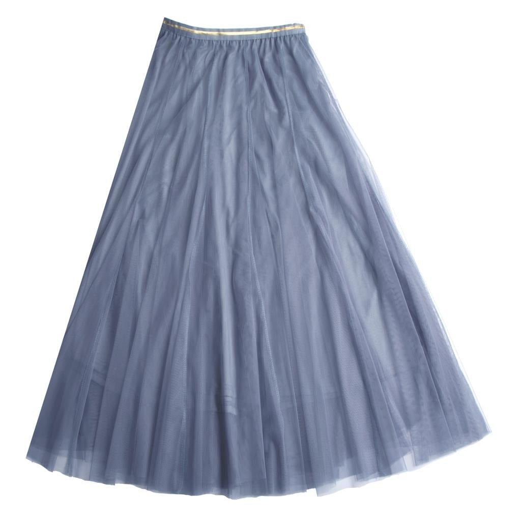 Denim Blue Tulle Layered Skirt