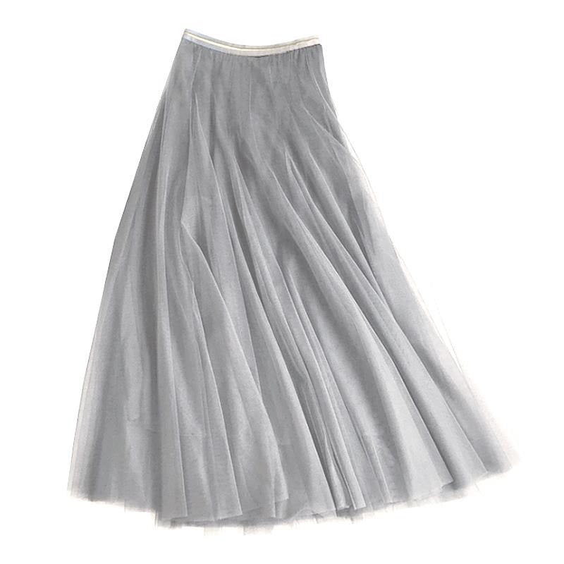 Light Grey Tulle Layered Skirt