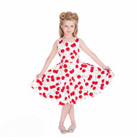 Little Kitty Girl's White Red Cherry Party Dress - Pretty Kitty Fashion