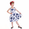 Little Kitty Girl's White and Blue Floral Party Dress - Pretty Kitty Fashion