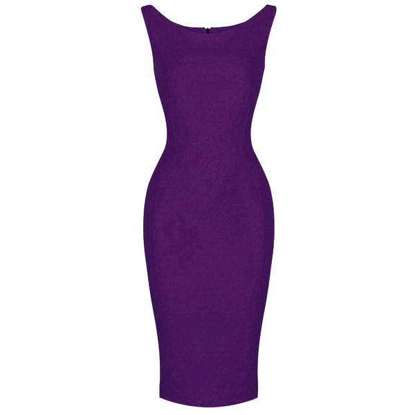 Summer Purple 40s Bodycon Sleeveless Hollywood Wiggle Dress - Pretty ...