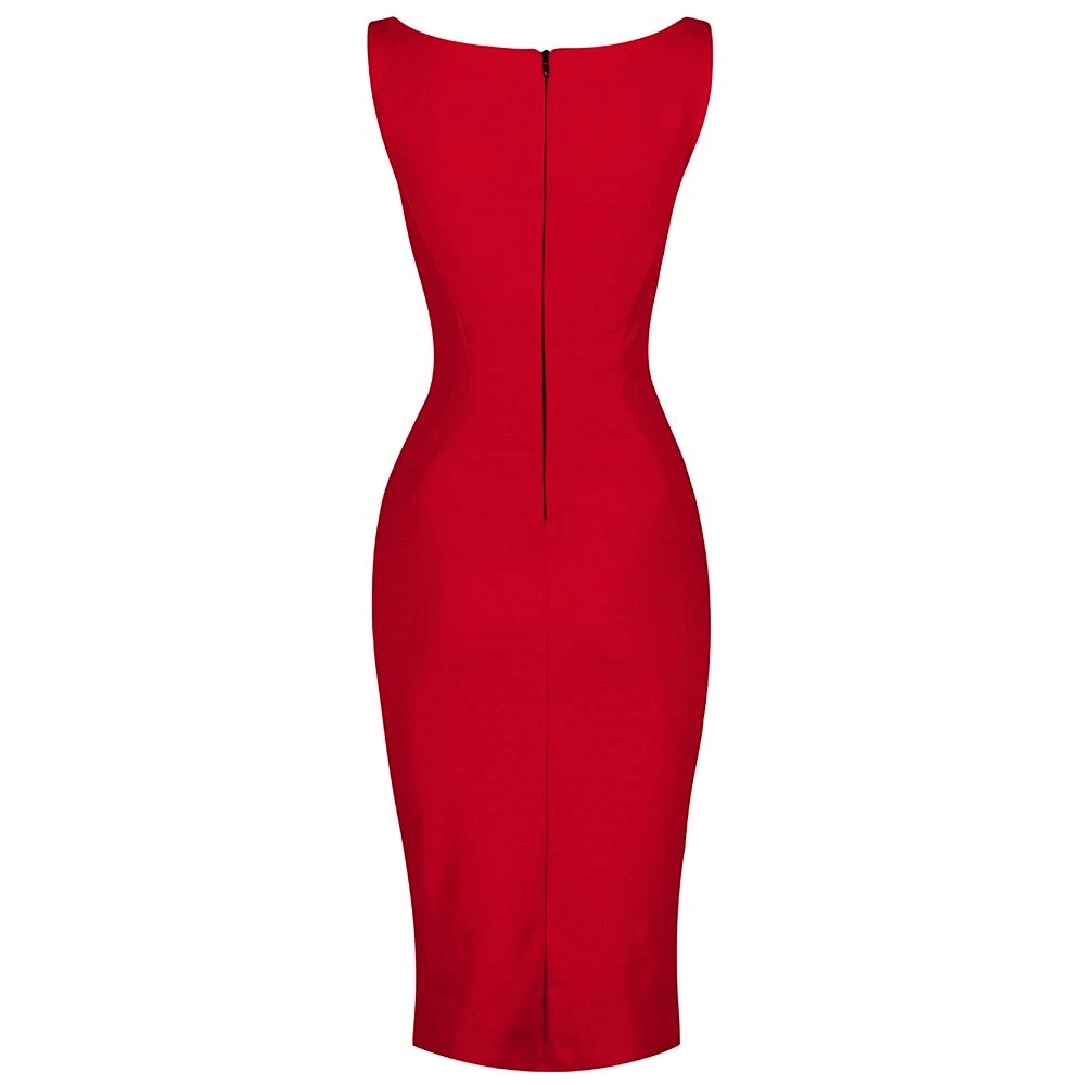 Red 40s Bodycon Sleeveless Hollywood Wiggle Dress