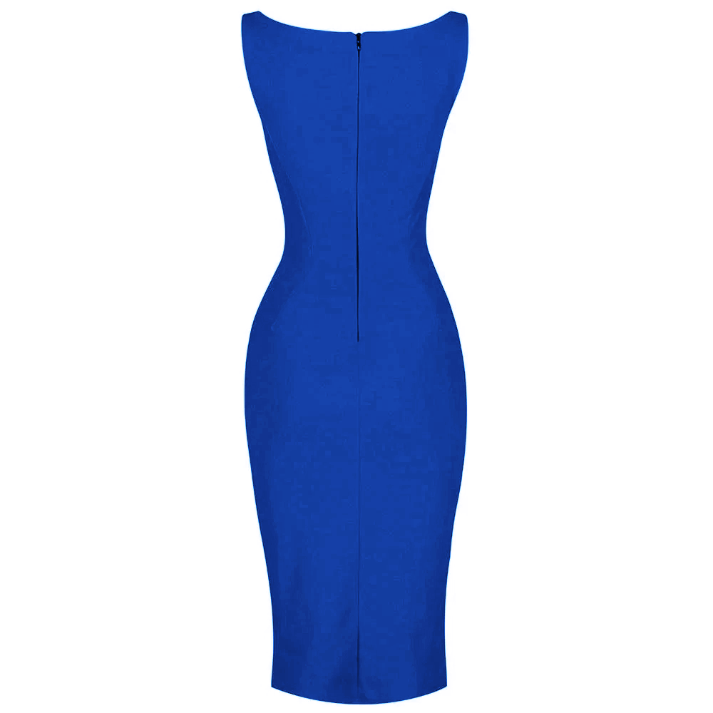 Royal Blue 40s Bodycon Sleeveless Hollywood Wiggle Dress