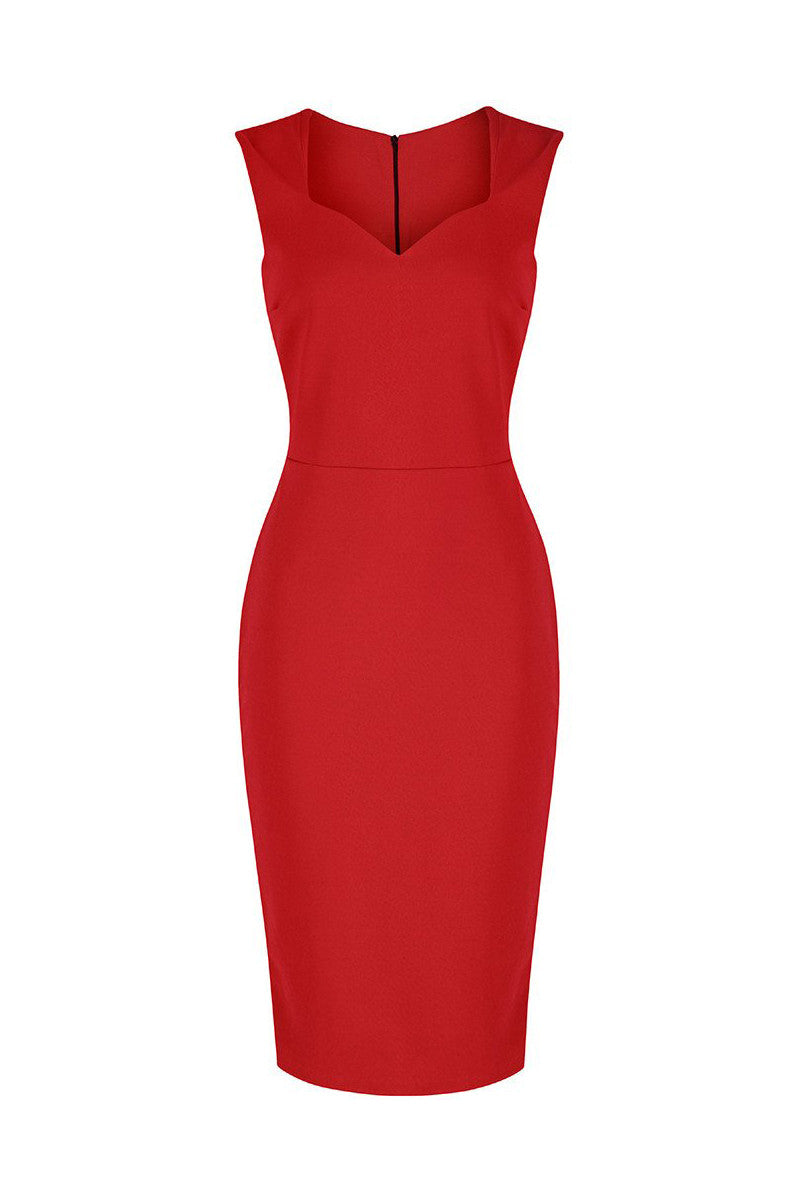 Red 40s Bodycon Hollywood Pencil Dress - Pretty Kitty Fashion