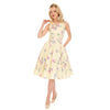 Yellow Floral 50s Inspired Sleeveless Summer Swing Dress with Pockets