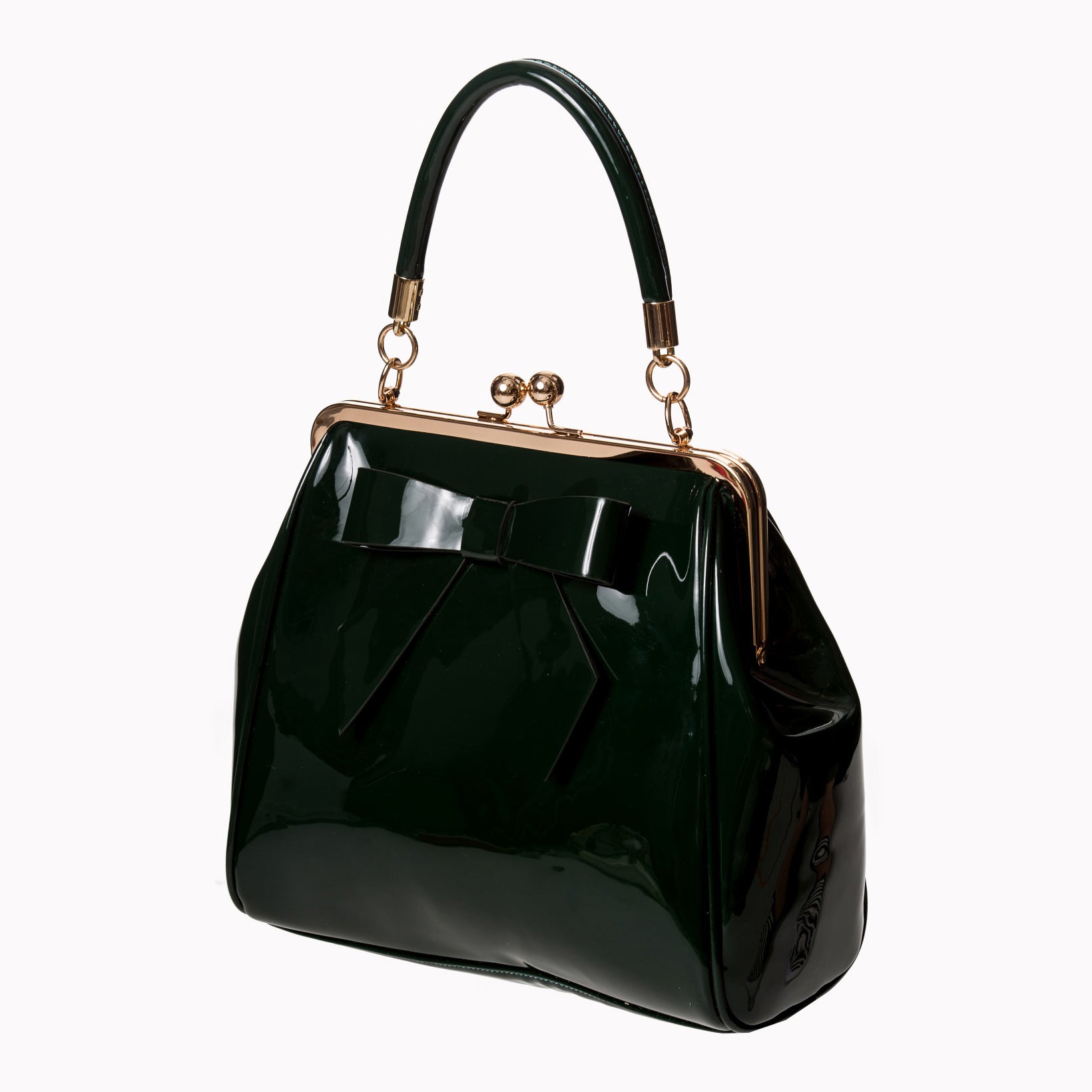 Dark Green Retro Patent Handbag - Pretty Kitty Fashion