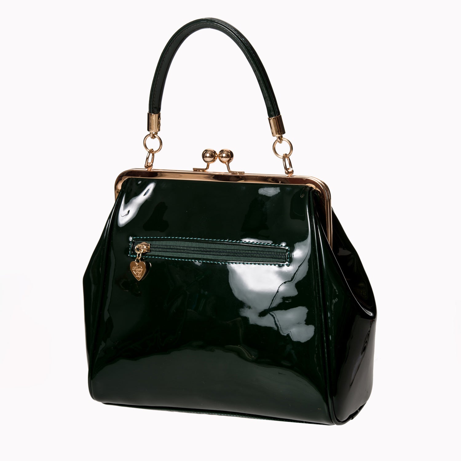 Dark Green Retro Patent Handbag - Pretty Kitty Fashion