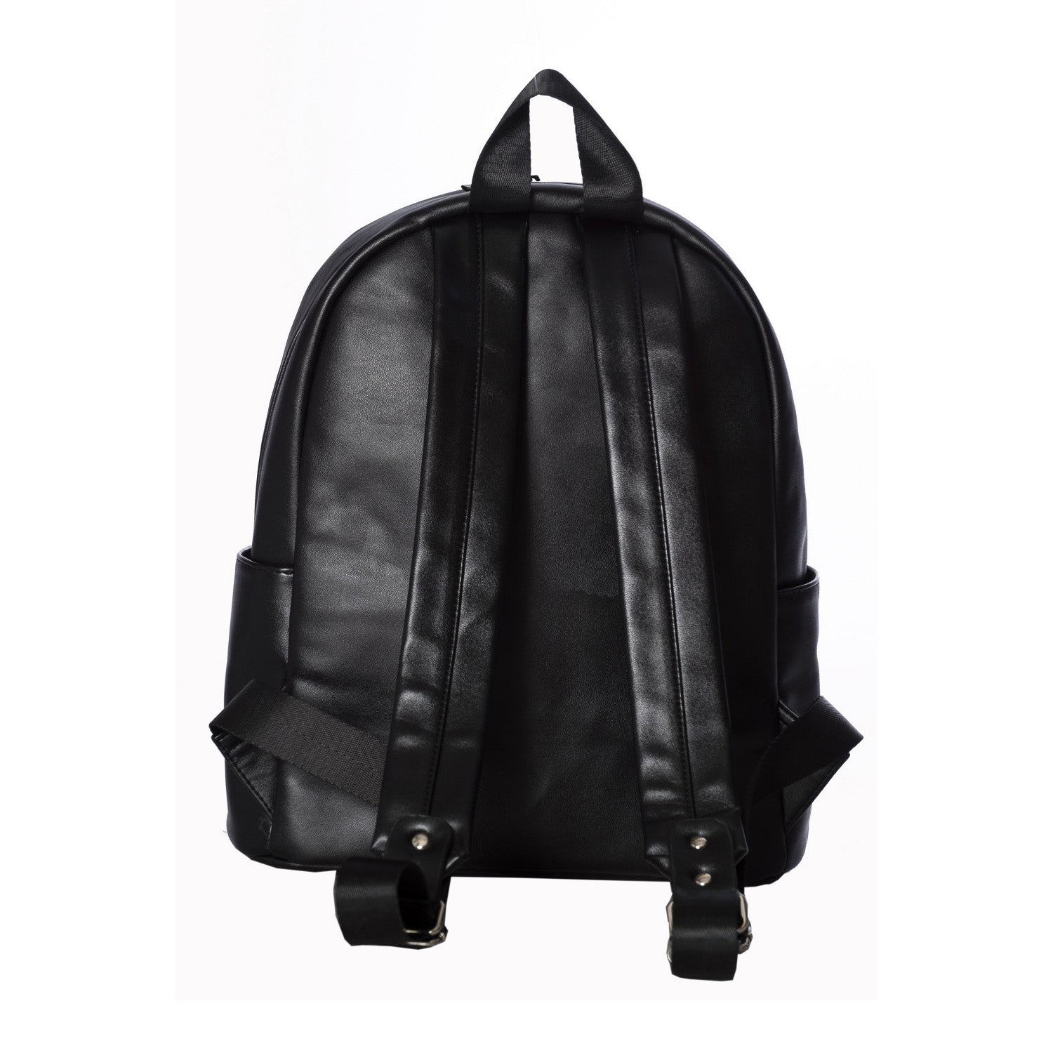 Black Backpack Bag with Embroidered Model Face Detail