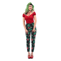 Collectif Black Floral Tropical Trousers - Pretty Kitty Fashion