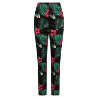 Collectif Black Floral Tropical Trousers - Pretty Kitty Fashion