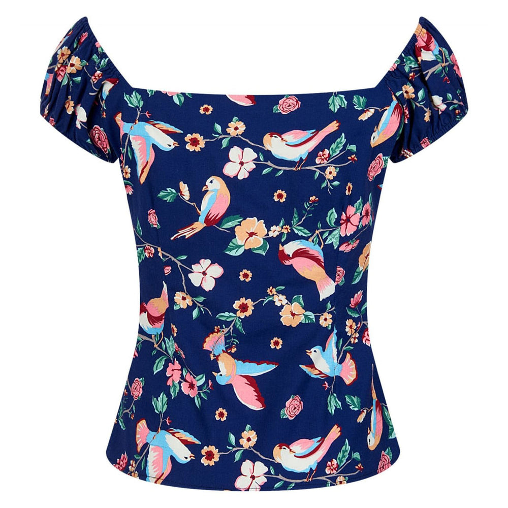 Navy Bird Print Gypsy Top - Pretty Kitty Fashion