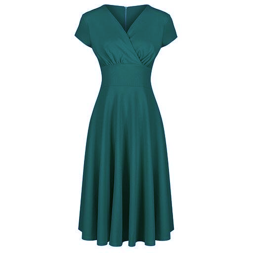 Teal Green Crossover Top Cap Sleeve Vintage A Line Swing Tea Dress ...