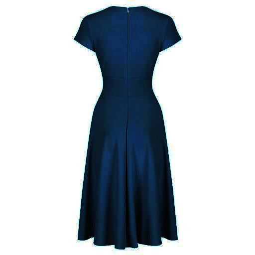 Navy Blue Vintage A Line Crossover Capped Sleeve Tea Swing Dress
