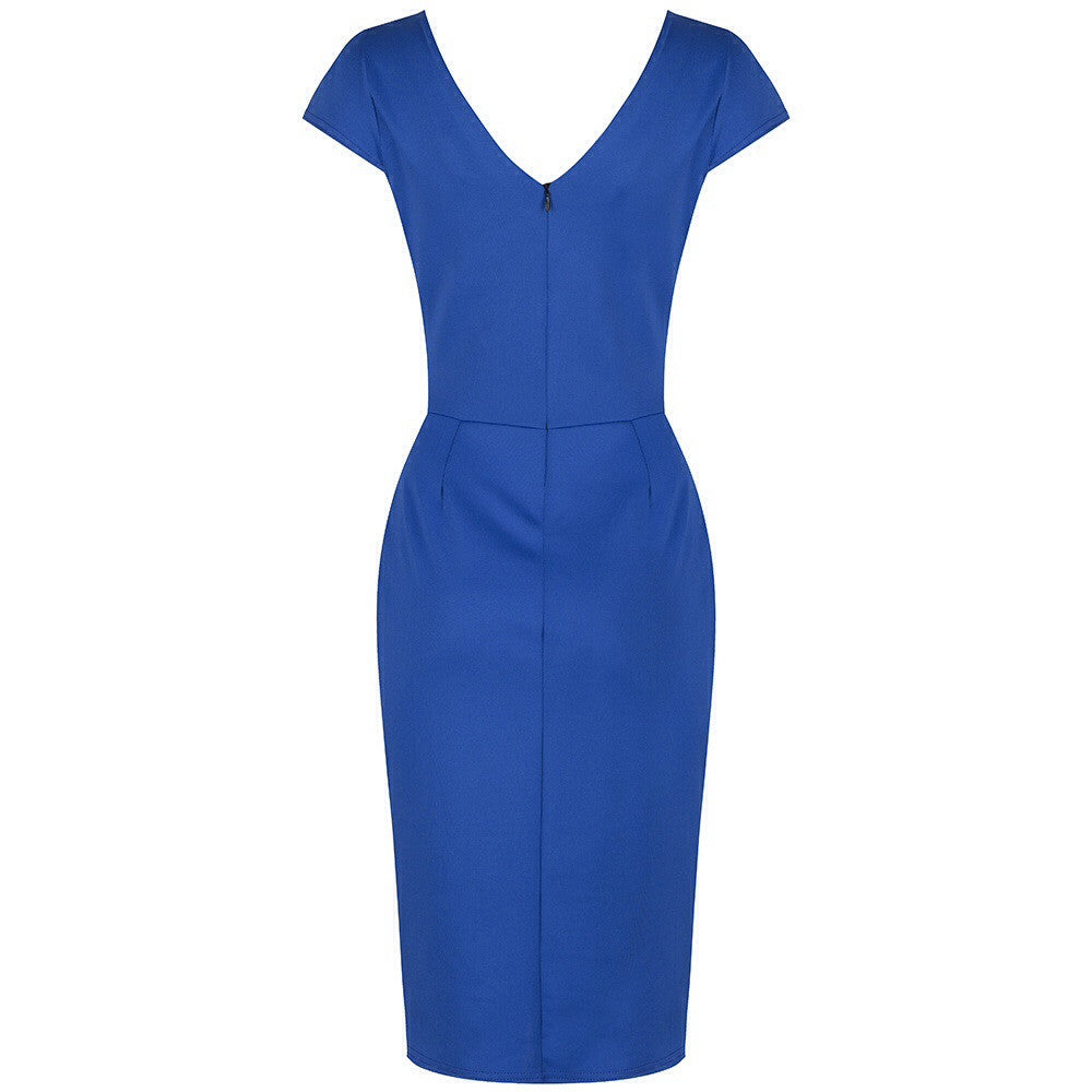 Royal Blue Capped Sleeve Bodycon Wiggle Dress – Pretty Kitty Fashion