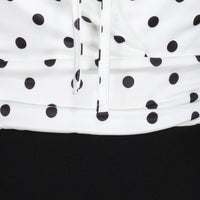 Ivory And Black Polka Dot Wrap Effect Bodycon Midi Dress - Pretty Kitty Fashion