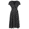 Black Polka Dot Cap Sleeve Fit And Flare Midi Dress - Pretty Kitty Fashion